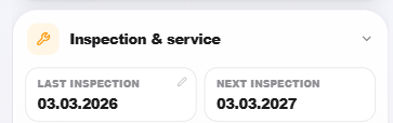 Der Abschnitt Inspektion und Service mit dem letzten und dem nächsten Termin.